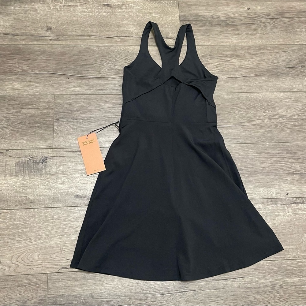 Girlfriend Collective Womens Lola V-Neck Sport Dress Tennis Mini Black Sz XS NWT - Picture 7 of 8